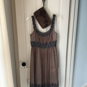 Elegant Beaded Dress with Matching Clutch